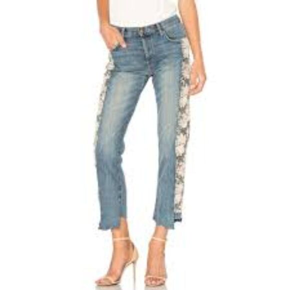 Current/Elliott The Uneven Seamed Original Straight First Love Mixed Floral jean - Picture 5 of 12